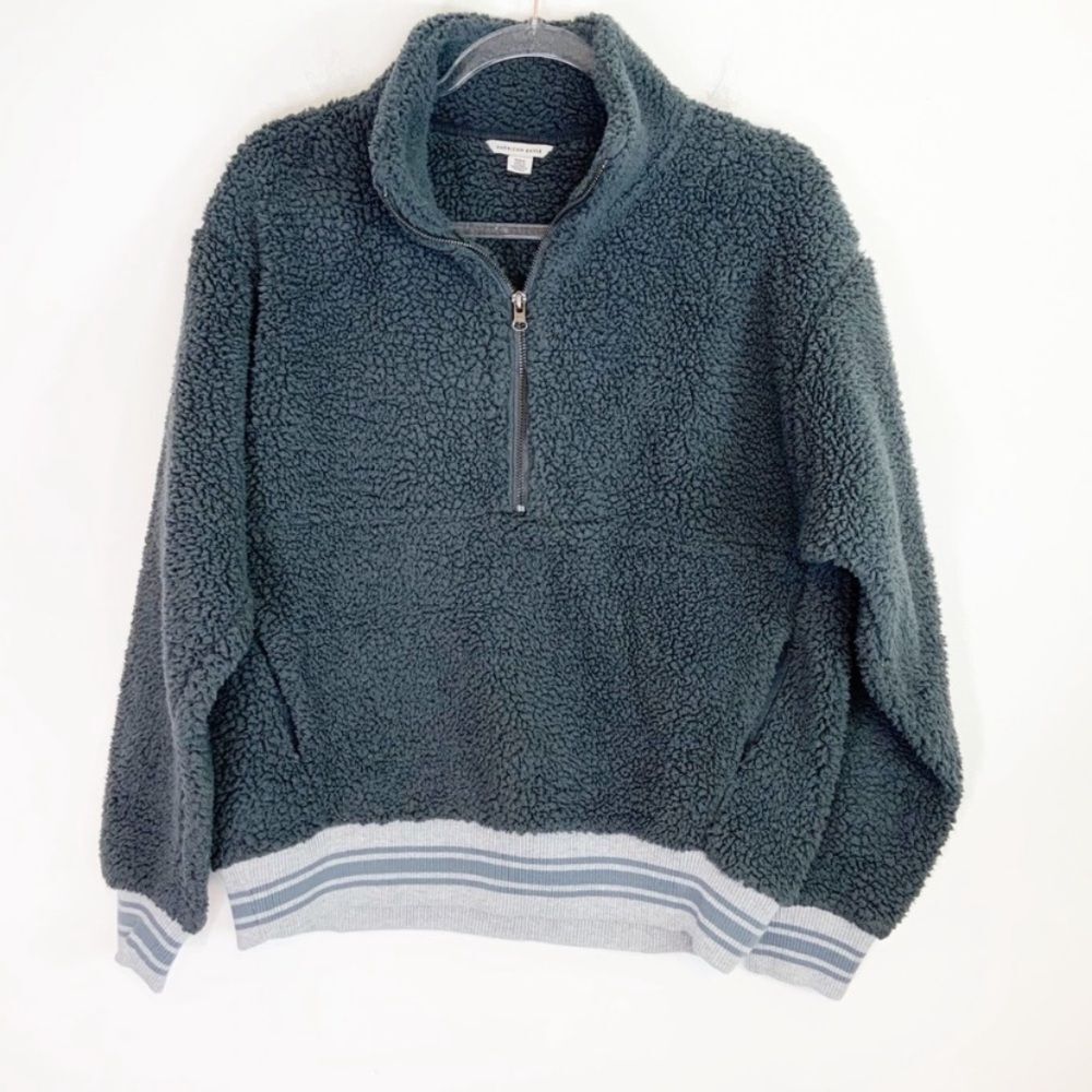 American Eagle Outfitter Grey Fuzzy Teddy Sherpa M - Picture 3 of 13